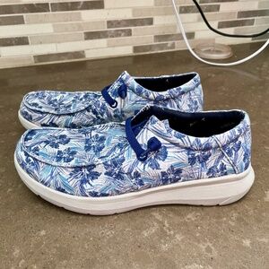 NEW Ariat Men's Hilo Lace Tropical Hula Blue Floral Slip On Shoes Size 7.5